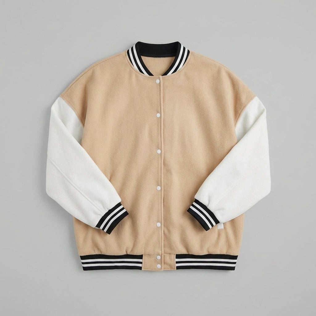 Beige Bliss Women’s Varsity Jacket