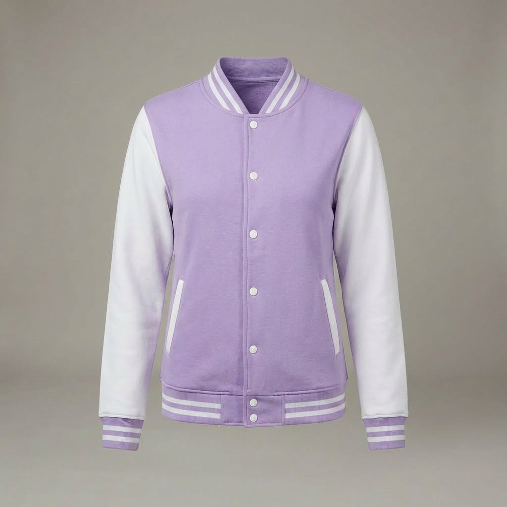 Lavender & White Classic Varsity Jacket
