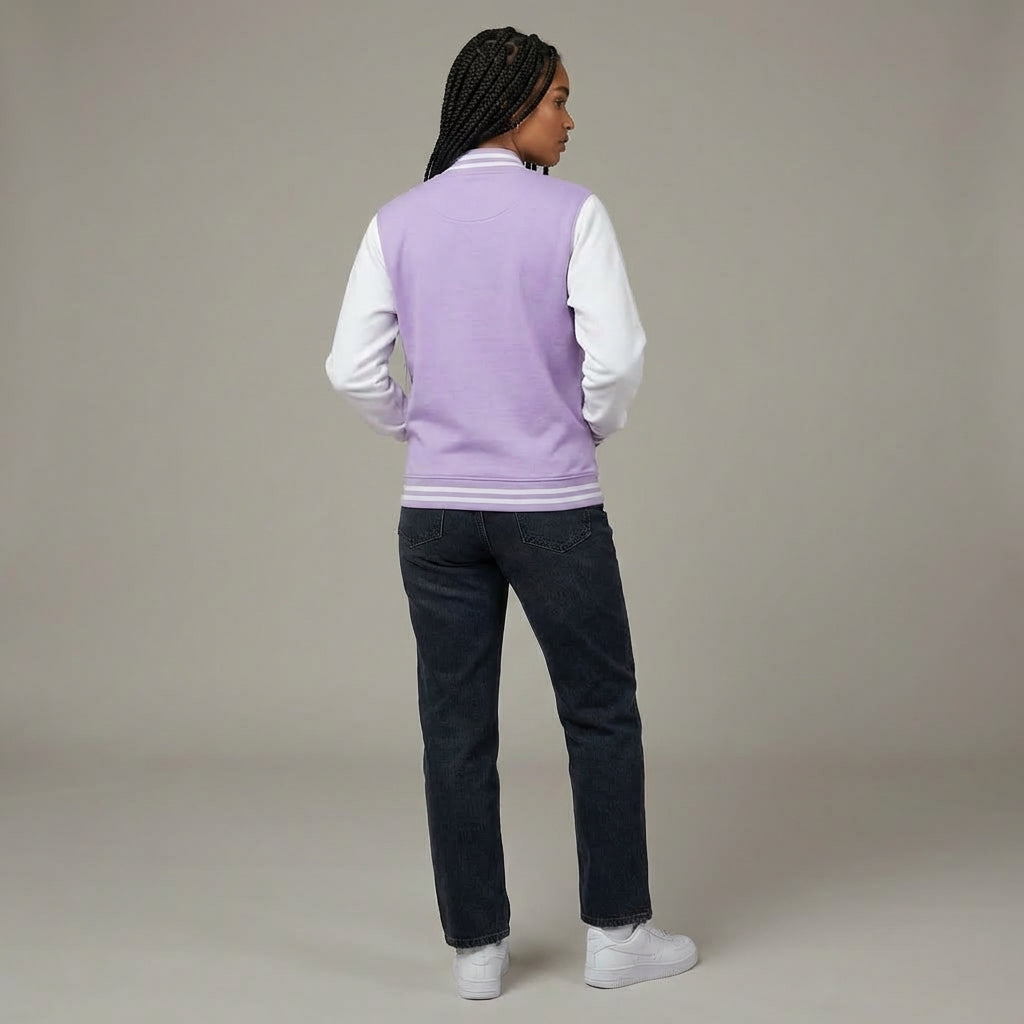 Lavender & White Classic Varsity Jacket