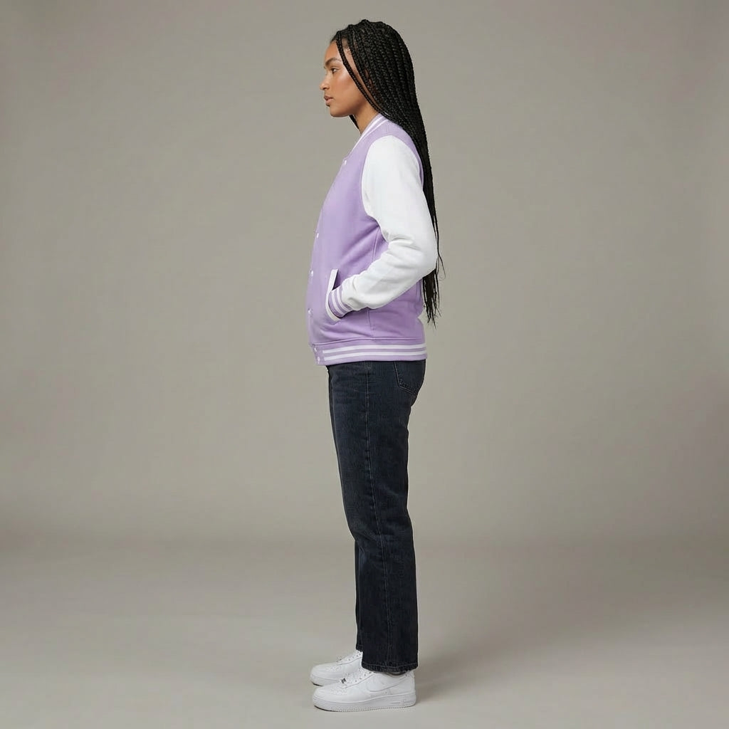 Lavender & White Classic Varsity Jacket