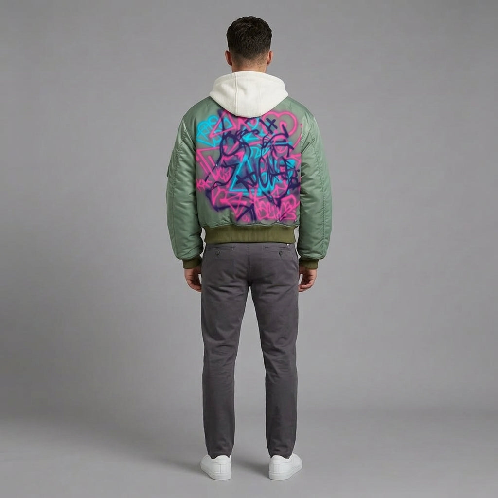Men’s Double Layer Waffle Hoodie Varsity Jacket – Custom DTG Printed Bomber