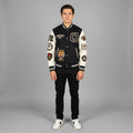 Men’s Black & White Varsity Jacket – Classic Hybrid Letterman