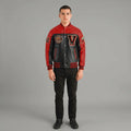 Men’s Red & Black Classic Letterman Jacket – Varsity Bomber