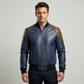 Men’s Blue Varsity Jacket – Genuine Leather College Bomber