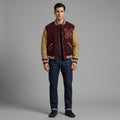 Men’s Maroon Wool Varsity Jacket – Leather Sleeve Letterman Bomber