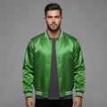 Men’s Satin Polyester Varsity Jacket – Retro Zip Casual Bomber