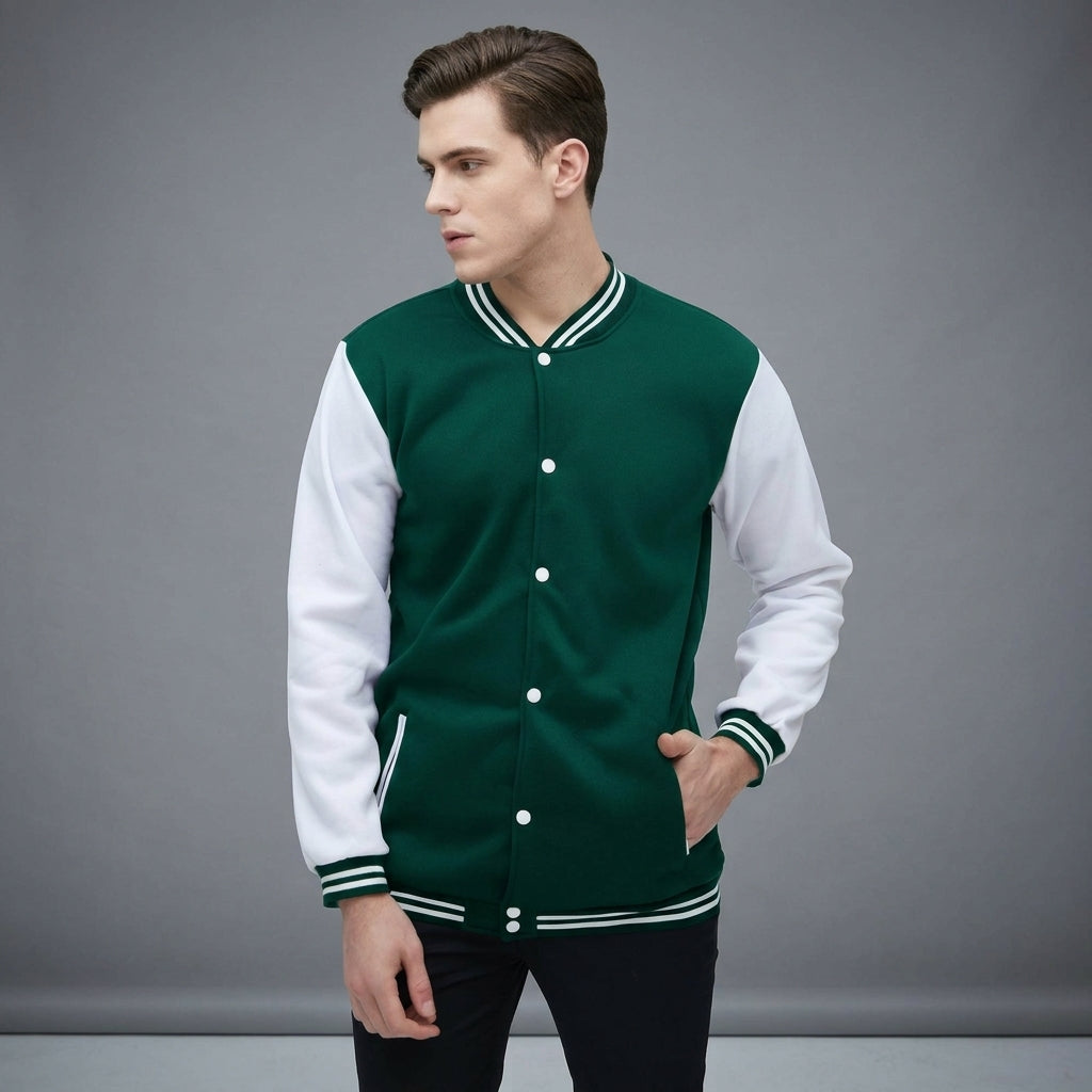 Mens Varsity Jacket Baseball Letterman Bomber Jacket Fleece