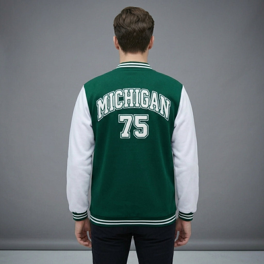 Mens Varsity Jacket Baseball Letterman Bomber Jacket Fleece