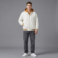 Men’s Hooded Baseball Varsity Jacket – Full Zip Contrast Letterman Hoodie