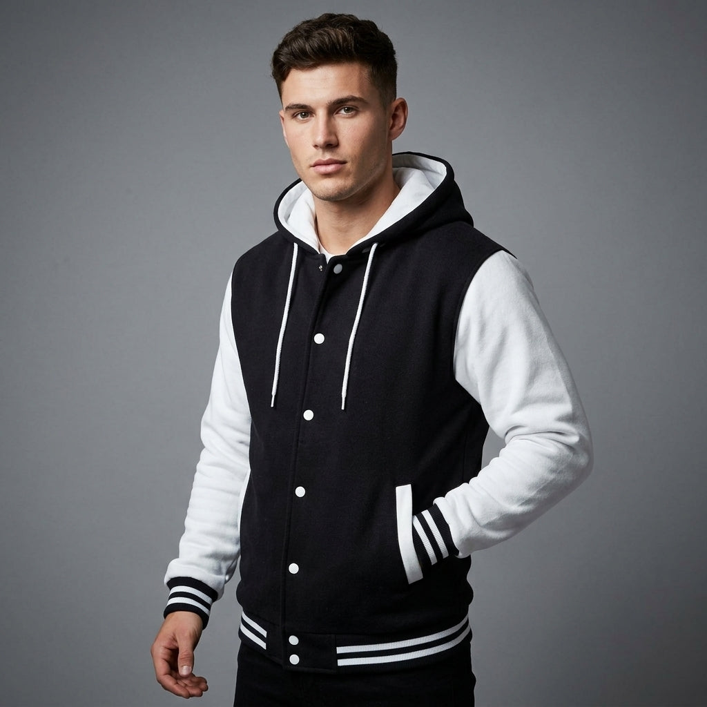 hoodie Black varsity jacket men-letterman jacket men-baseball hoodie-mens lightweight