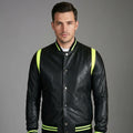 Men’s Black Sheepskin Leather Varsity Jacket – Genuine Letterman Bomber