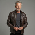 Men's Brown Sheepskin Leather Jacket  Biker jacket