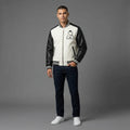 Men’s Black & White Leather Varsity Jacket