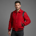 Men’s Red Wool Varsity Jacket – Classic Bomber Letterman Style