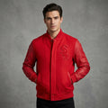 Men’s Red Wool Varsity Jacket – Classic Letterman Bomber Style