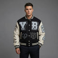 Men’s American Chenille Embroidery Patch Varsity Jacket – Vintage Cropped Baseball Style