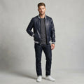 Men’s Slim Fit Blue Leather Varsity Jacket – Streetwear Letterman Style
