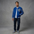 Custom Blue Leather Varsity Jacket – Streetwear Letterman Bomber