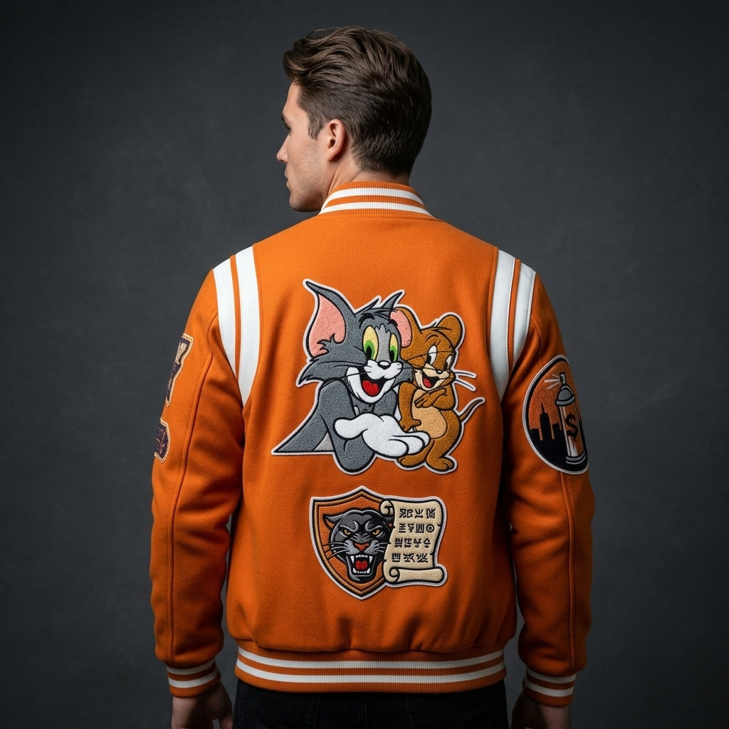Men’s Custom Baseball Varsity Bomber Jacket – Logo Embroidery Streetwear