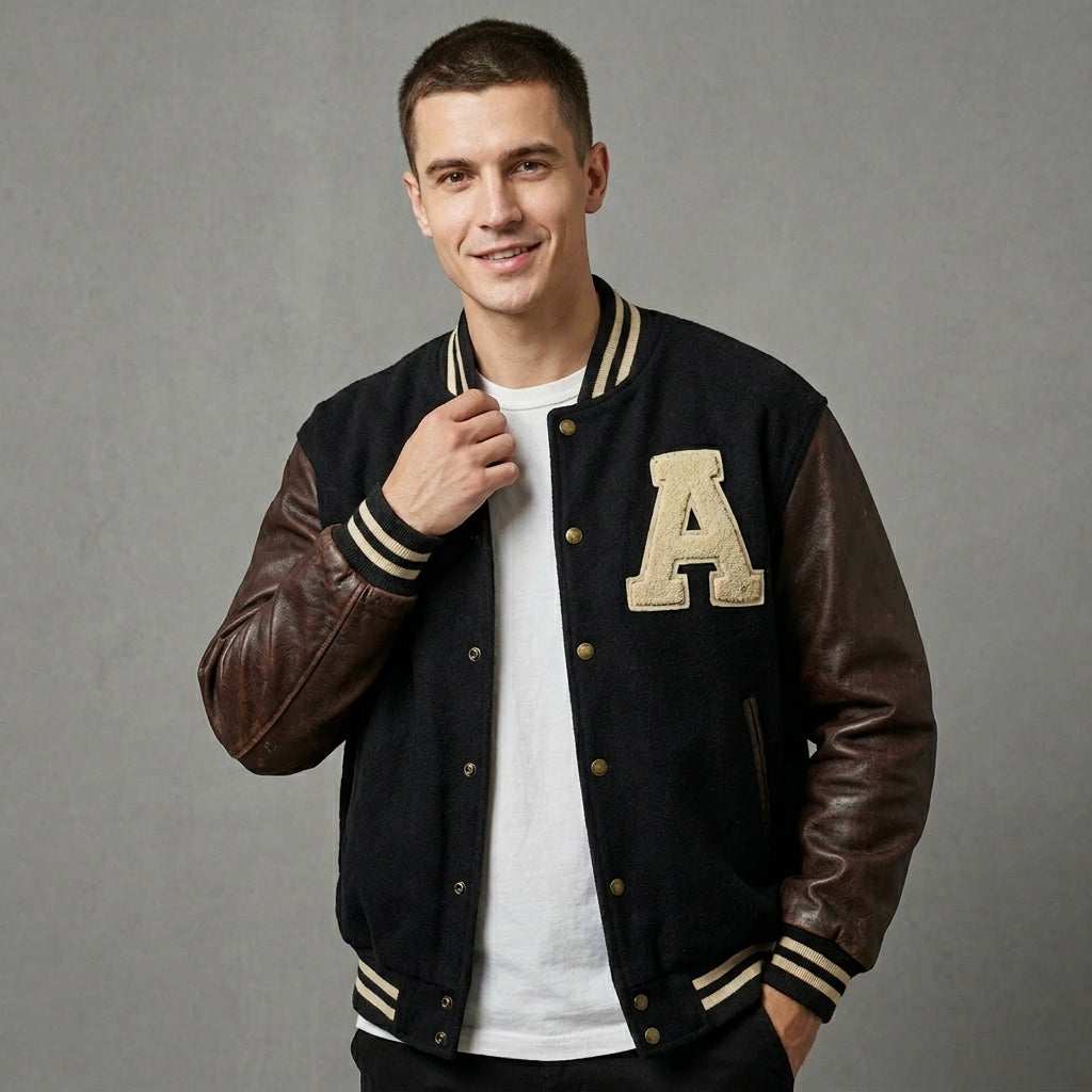 Men’s Vintage Varsity College Jacket – Baseball Bomber Style