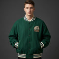 Men’s Green Wool Varsity Jacket – Classic Letterman Bomber Style