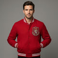 Men’s Red Wool Letterman Jacket – Classic Varsity Bomber Style