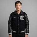Men’s Black Varsity Style Jacket – Wool Letterman Jacket Retro Streetwear
