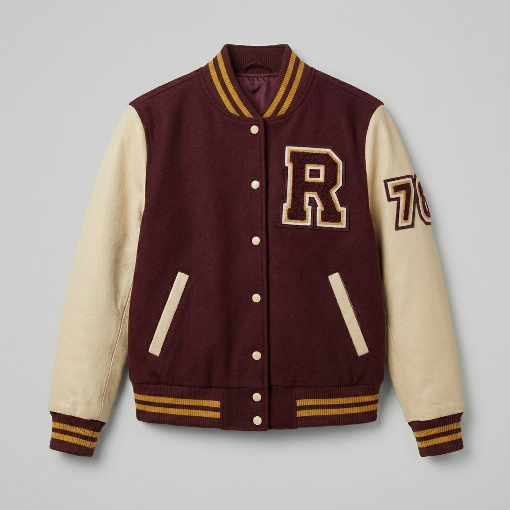 Maroon Cream Classic Varsity Jacket