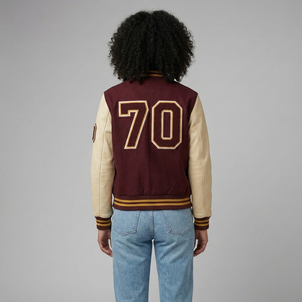 Maroon Cream Classic Varsity Jacket