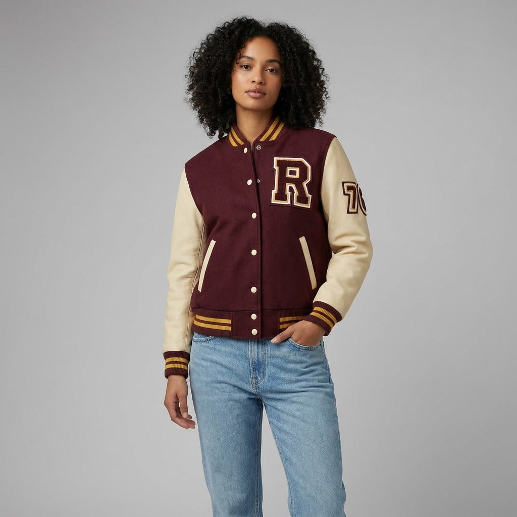 Maroon Cream Classic Varsity Jacket