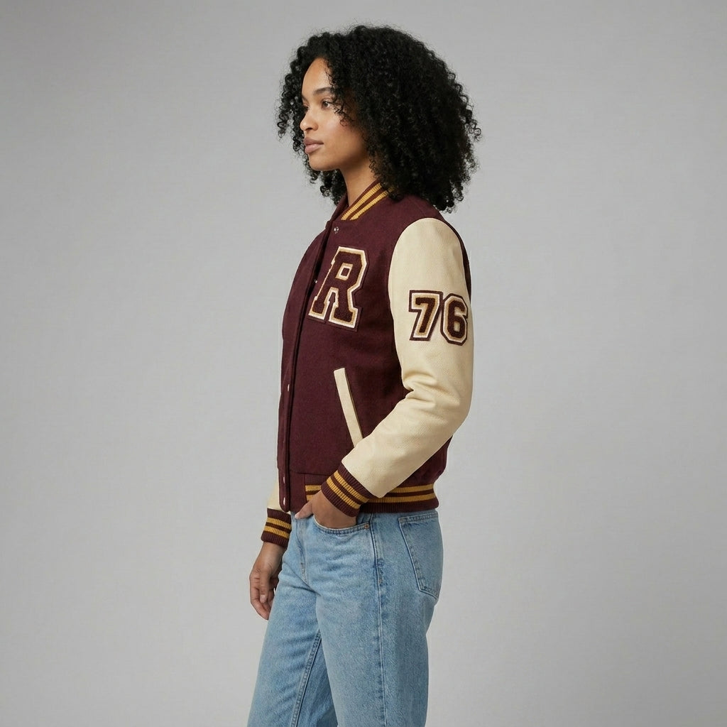 Maroon Cream Classic Varsity Jacket
