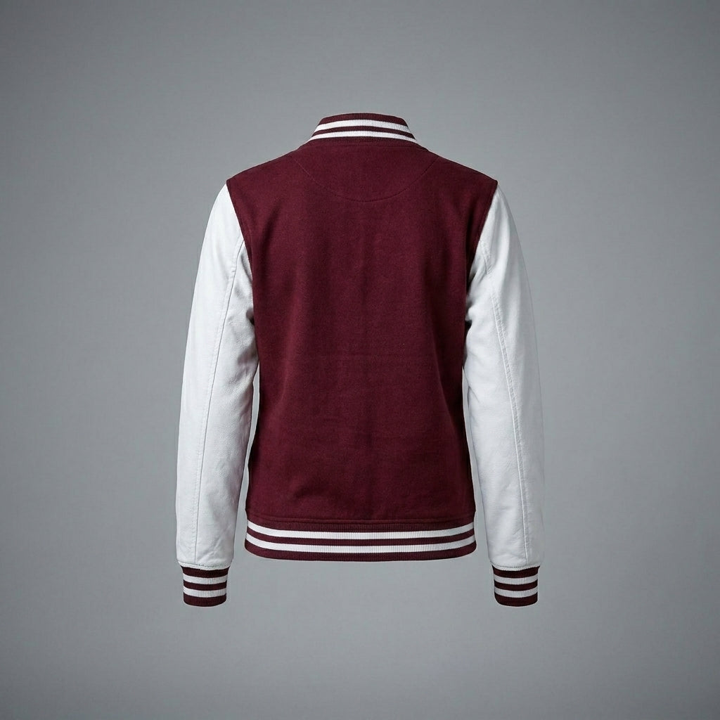 Maroon & White Back-to-School Women’s Varsity Letterman Jacket