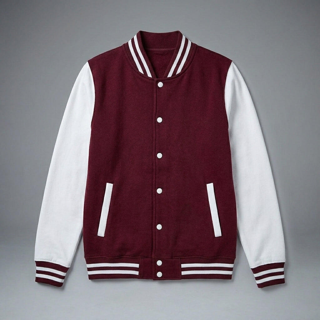 Maroon & White Back-to-School Women’s Varsity Letterman Jacket