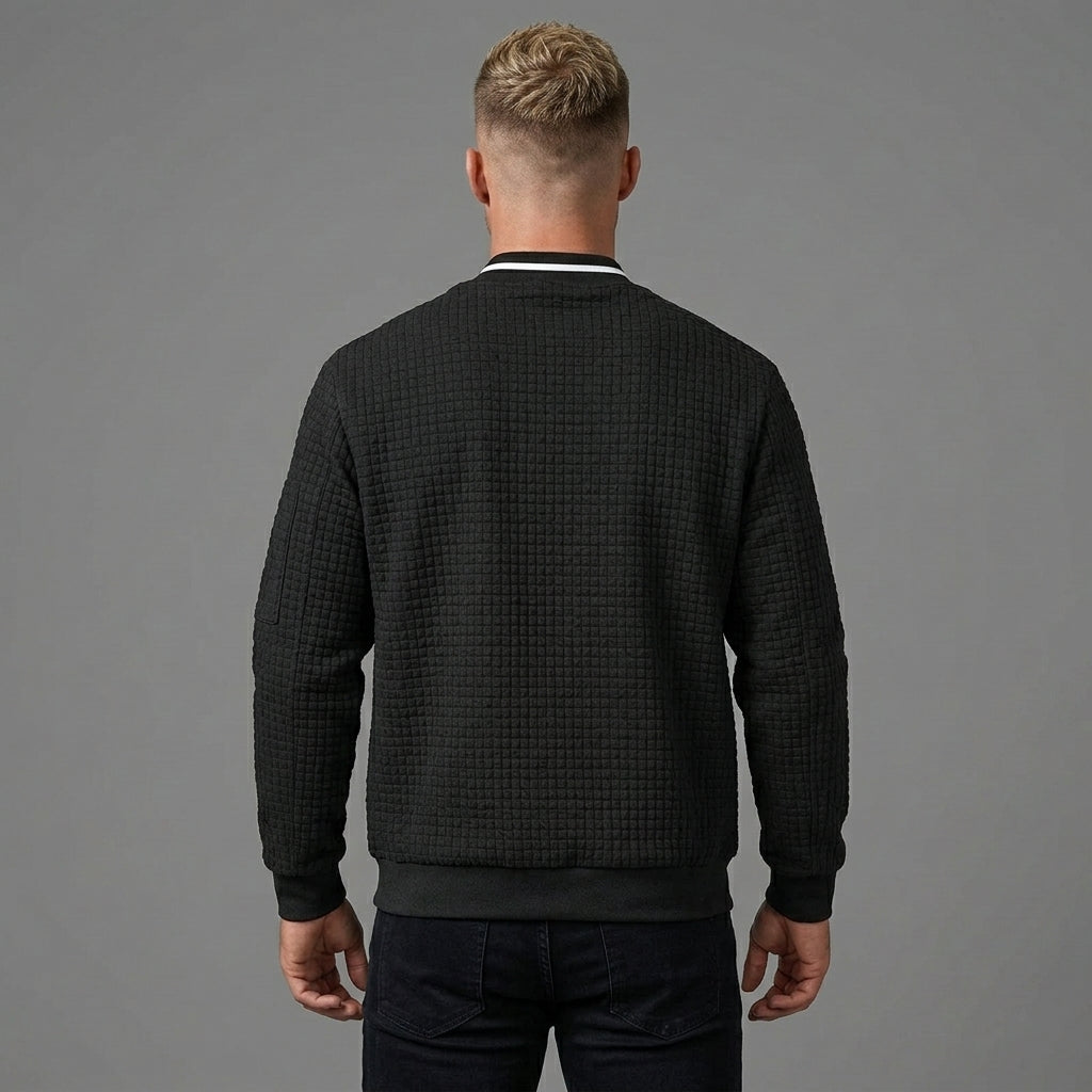 Men’s Black Lightweight Varsity Jacket – Casual Bomber Coat