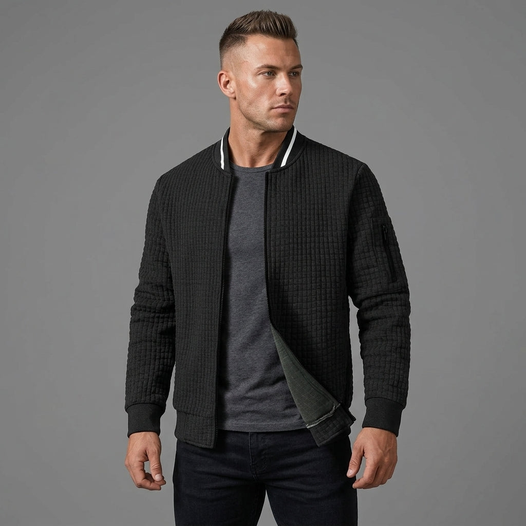 Men’s Black Lightweight Varsity Jacket – Casual Bomber Coat
