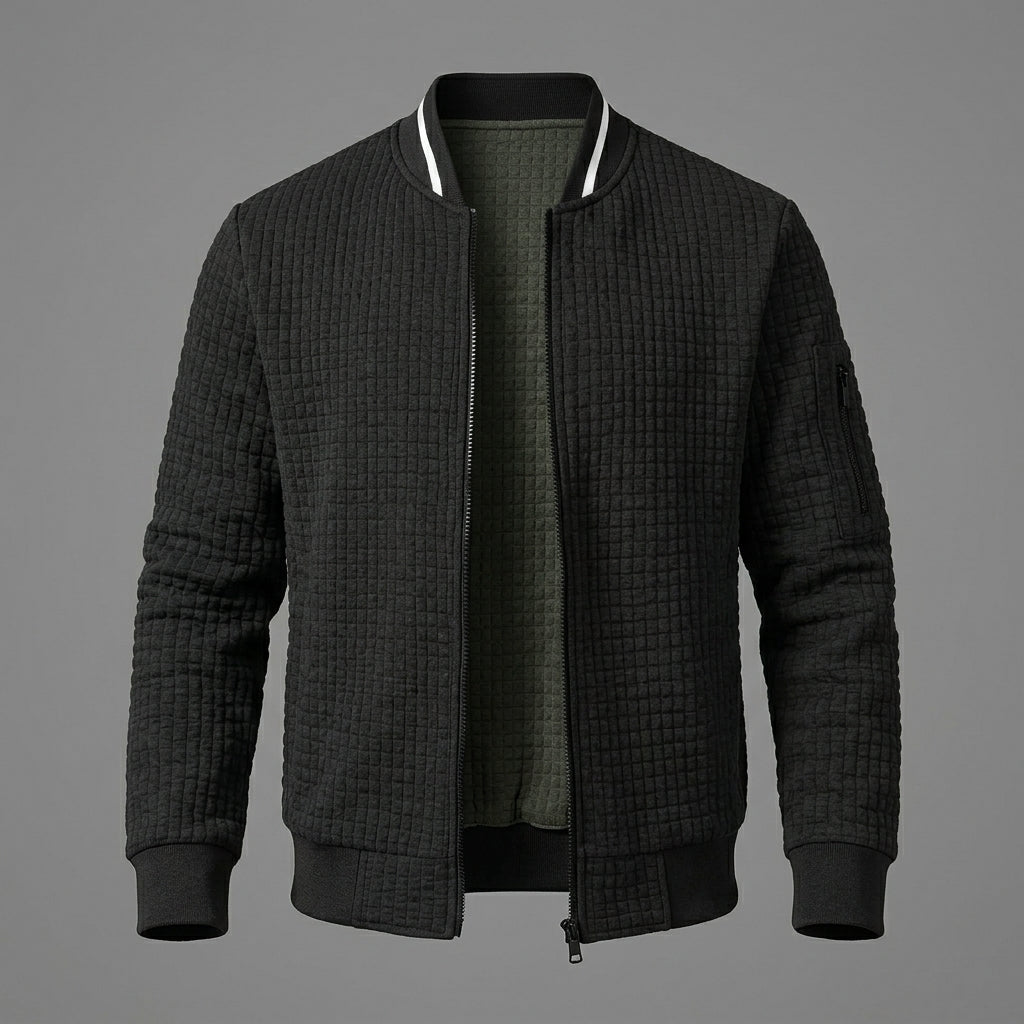 Men’s Black Lightweight Varsity Jacket – Casual Bomber Coat