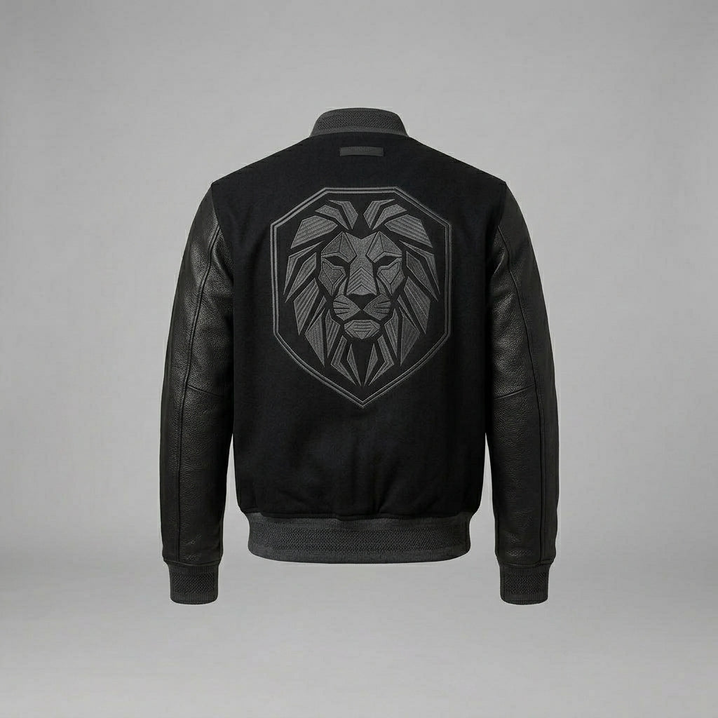 Men’s Black Wool Bomber Varsity Jacket – Classic Letterman Style