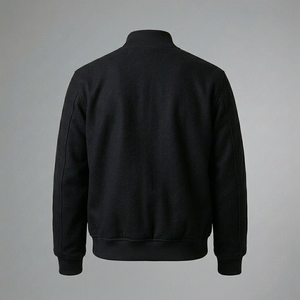 Men’s Black Wool Varsity Jacket – Personalized Letterman Bomber with Custom Logo
