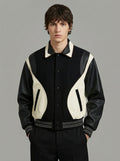 Men’s Black & White Varsity Jacket – Letterman Bomber