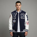 Men’s Blue & White Wool Varsity Letterman Jacket