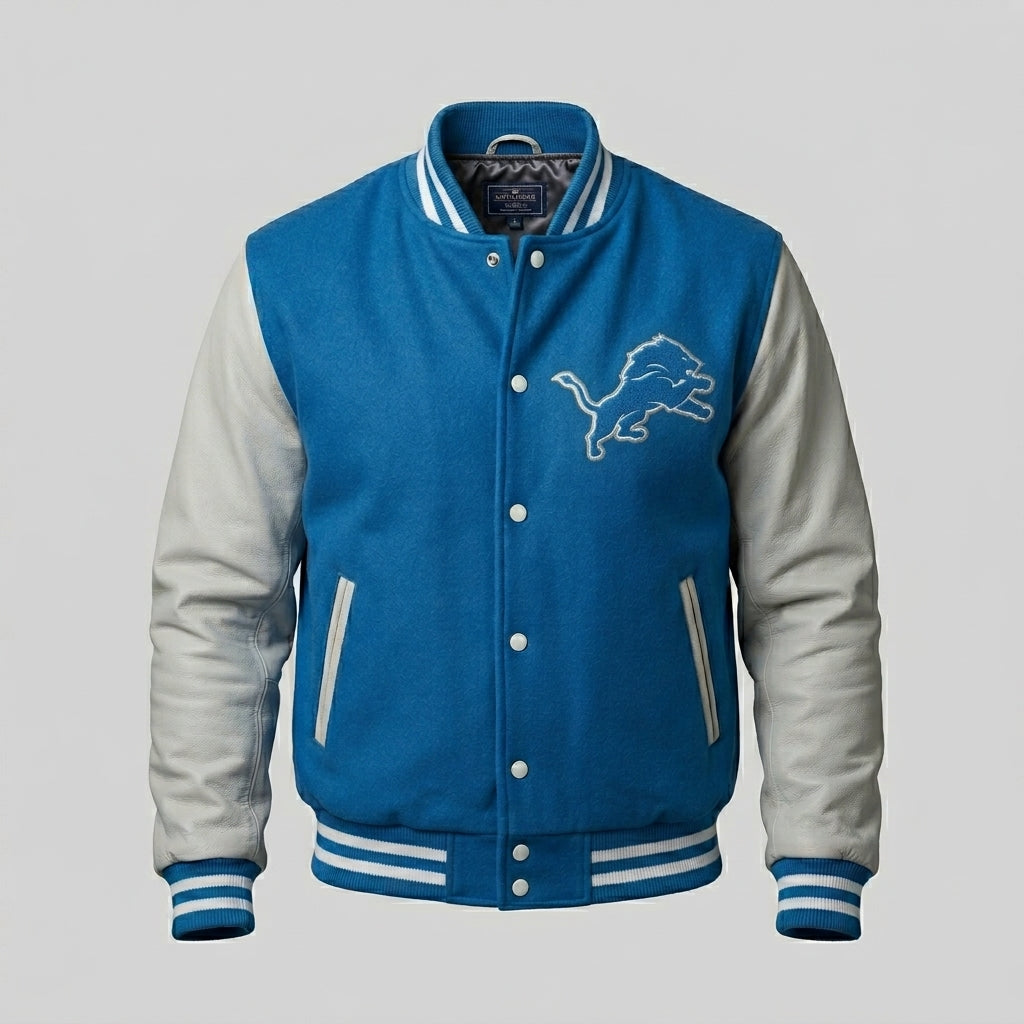 Men’s Classic Wool & Leather Varsity Bomber Jacket