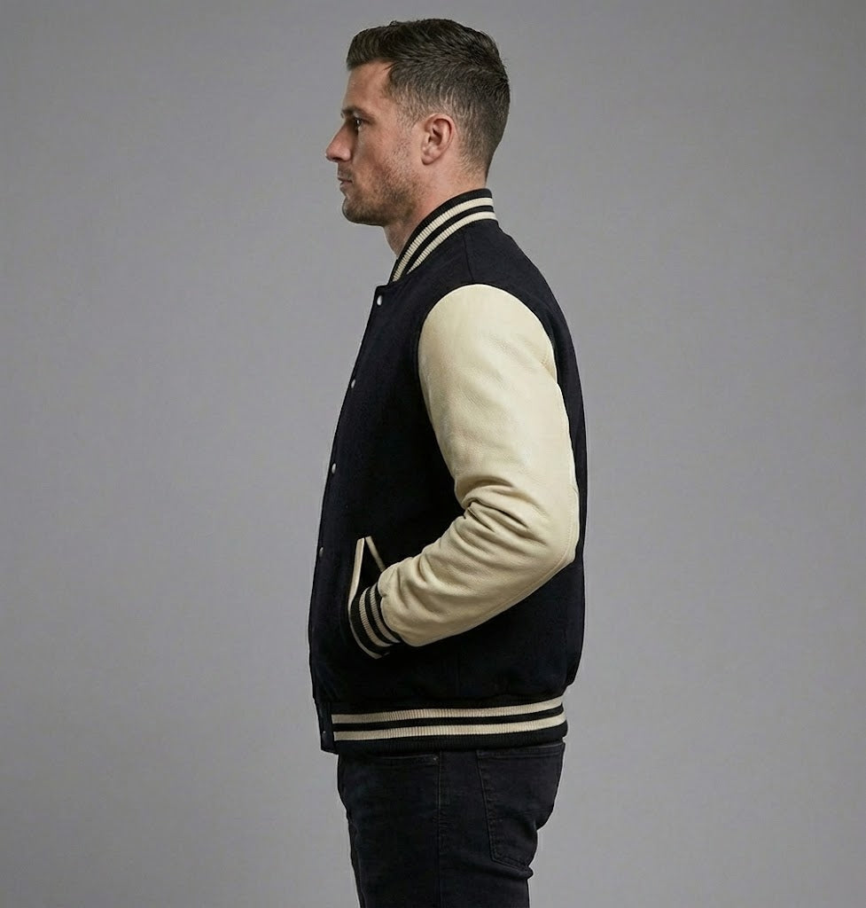 Men’s Classic Wool Leather Varsity Jacket
