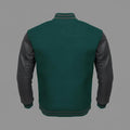 Men’s Green Body & Black Leather Sleeves Varsity Jacket