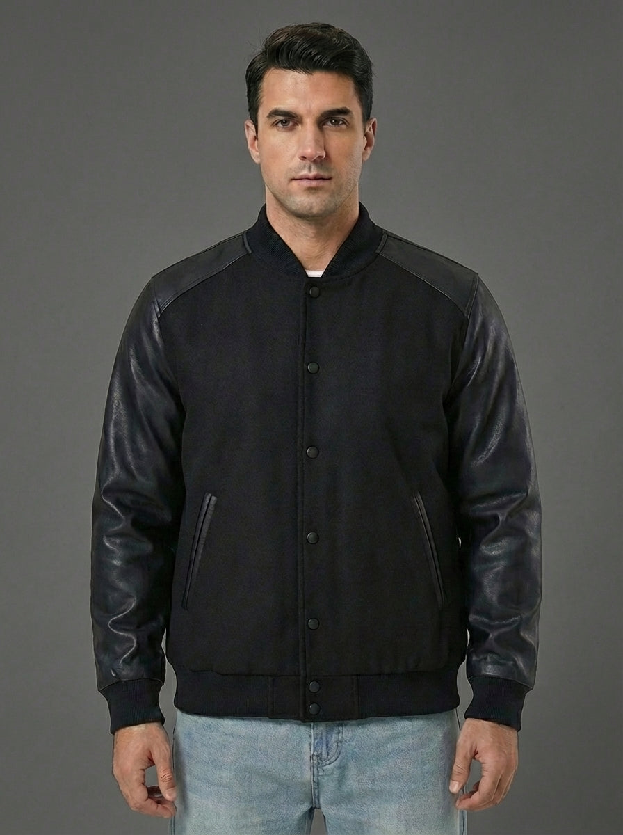 Men’s Lightweight Varsity Bomber Jacket – Casual Streetwear Coat