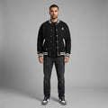 Men’s Now Varsity Jacket – Black & White Flannel Letterman