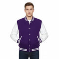 Men’s Purple & White Leather Varsity Jacket