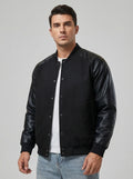 Men’s Varsity Baseball Jacket – Cotton Blend Letterman with Faux Leather Sleeves