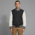 Men’s Wool Blend Varsity Bomber – Black, White jacket