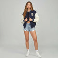 Midnight Blue & White Women’s Varsity Jacket