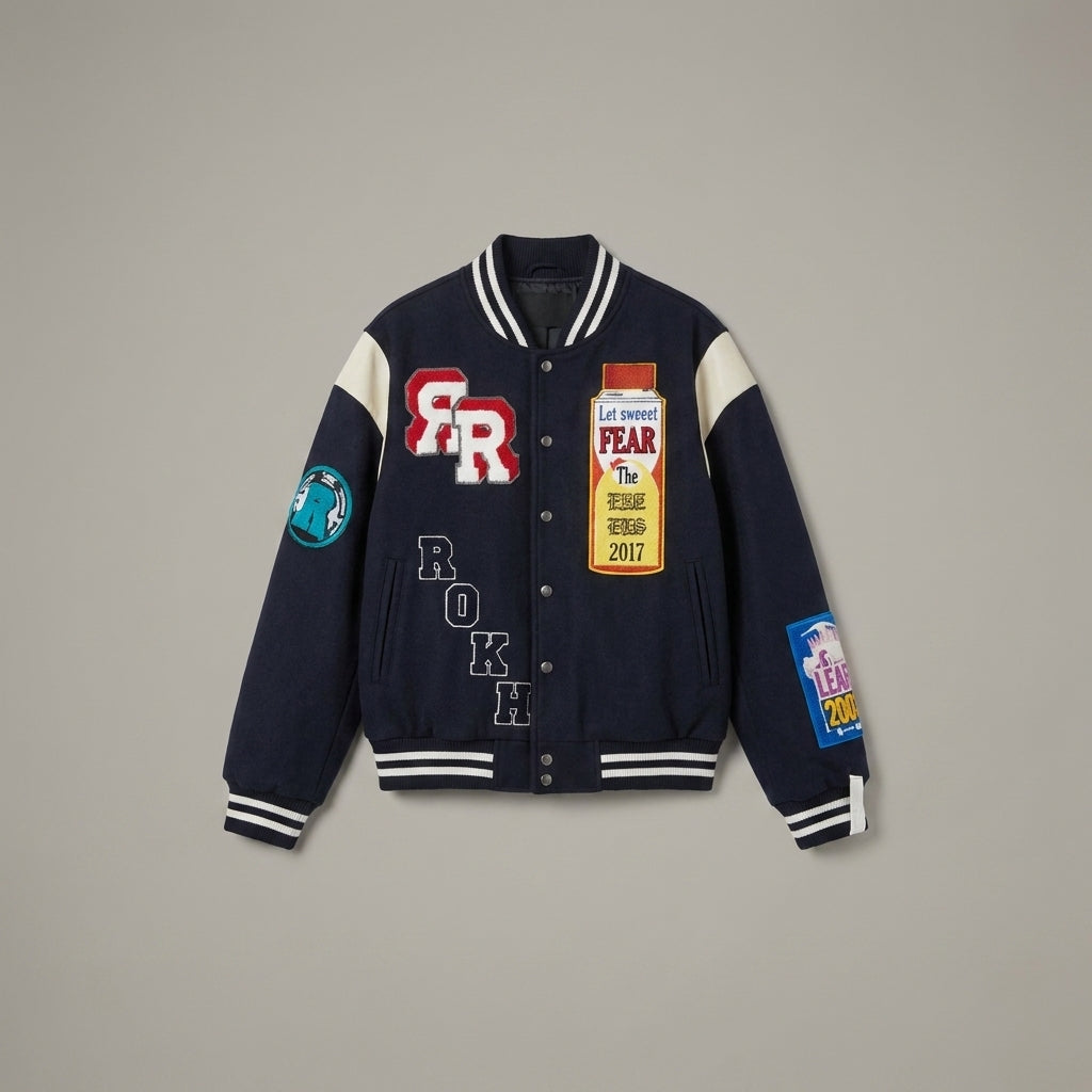 Midnight Contrast Black & White Women’s Varsity Jacket